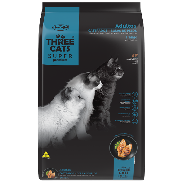 Threecats Super Premium - Castrados + Bola de Pelos 10,1 Kg + Regalo