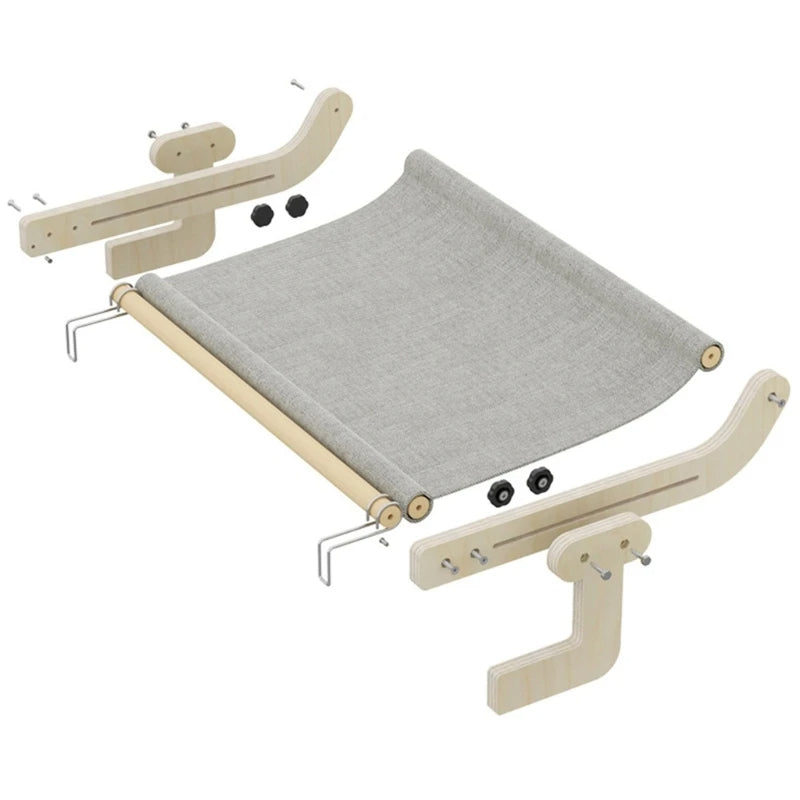 Cama Colgante de Madera para Gatos - Tela Cuadrille Gris - 40 x 30 cm